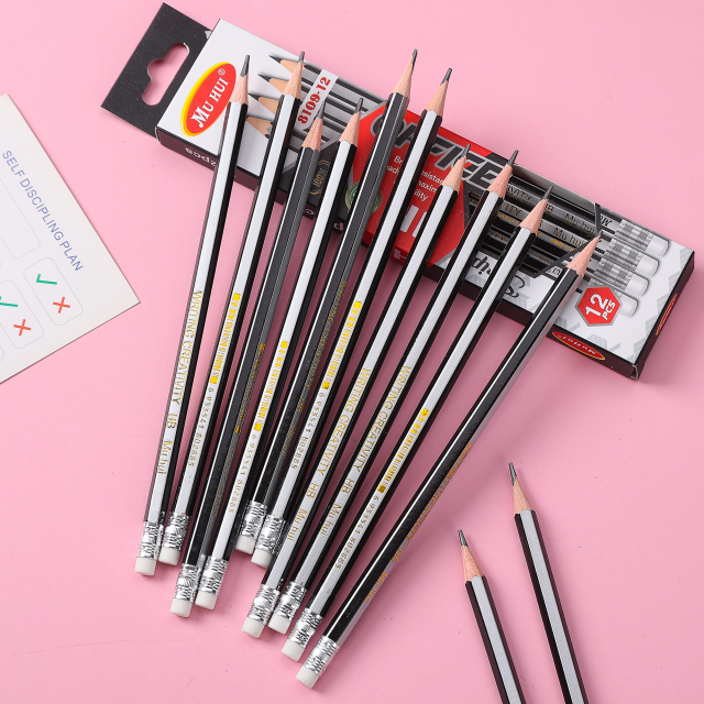 Muhui HB 软木六角杆拉皮头铅笔 12 个纸盒