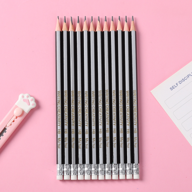 Muhui HB 软木六角杆拉皮头铅笔 12 个纸盒