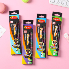 Muhui HB 白杨木红色圆杆皮铅笔，12支装纸盒