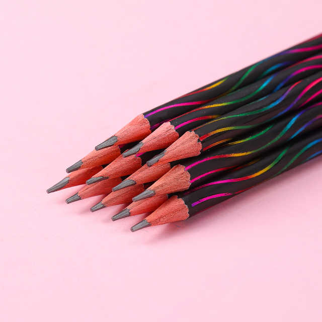 Muhui HB 白杨木红色圆杆皮铅笔，12支装纸盒