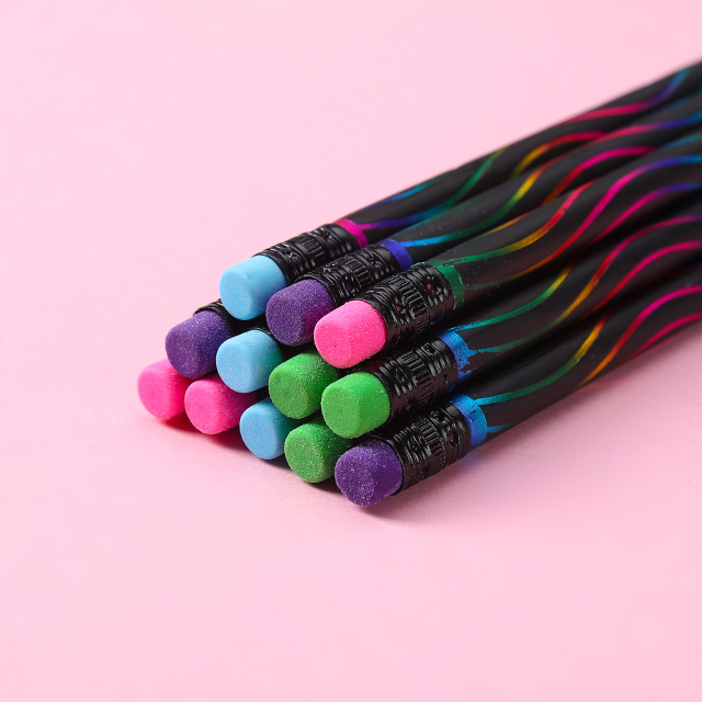 Muhui HB 白杨木红色圆杆皮铅笔，12支装纸盒