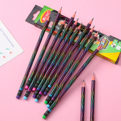 Muhui HB 白杨木红色圆杆皮铅笔，12支装纸盒