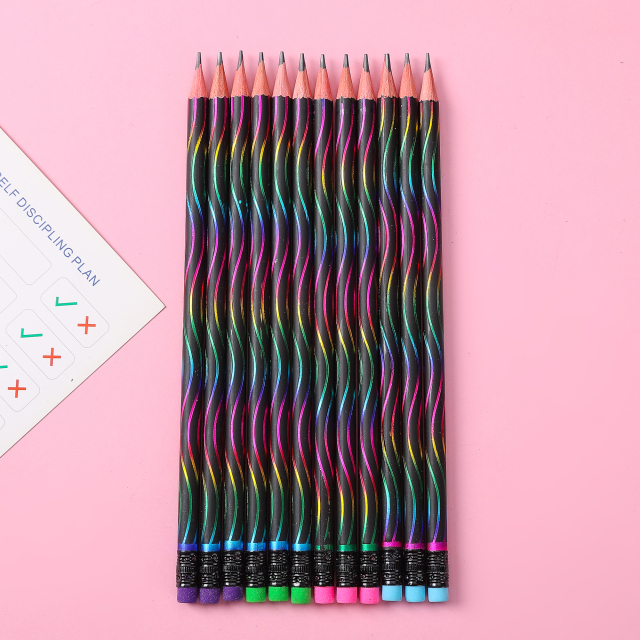 Muhui HB 白杨木红色圆杆皮铅笔，12支装纸盒