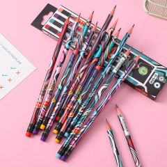 Muhui HB 杨木红圆杆皮铅笔，配12个纸盒