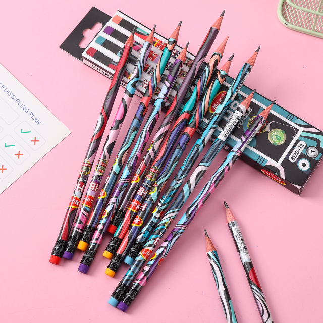 Muhui HB 杨木红圆杆皮铅笔，配12个纸盒