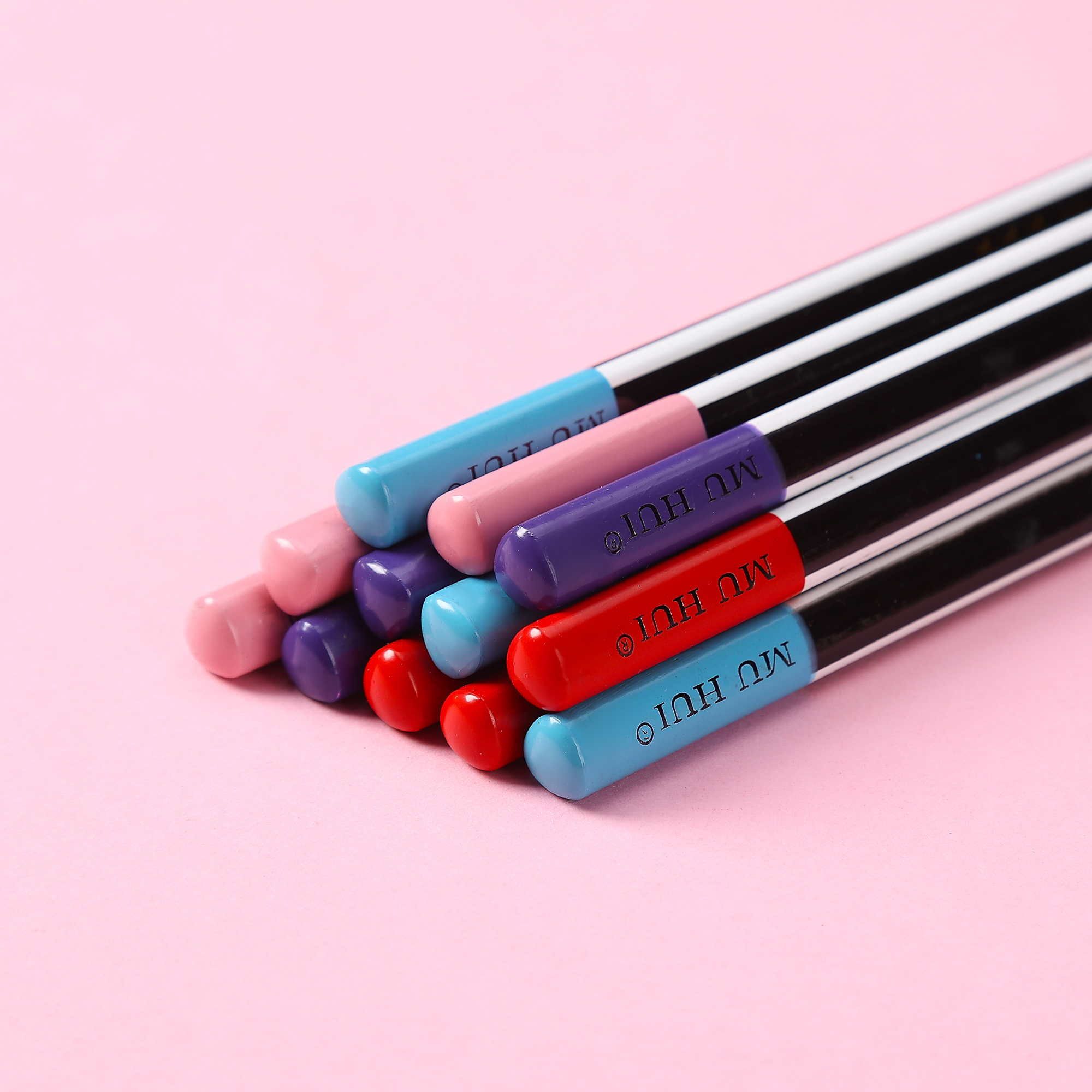Muhui Black 2B Triangle Pole Poplar Drawstring Pencil 12 Paper Boxes
