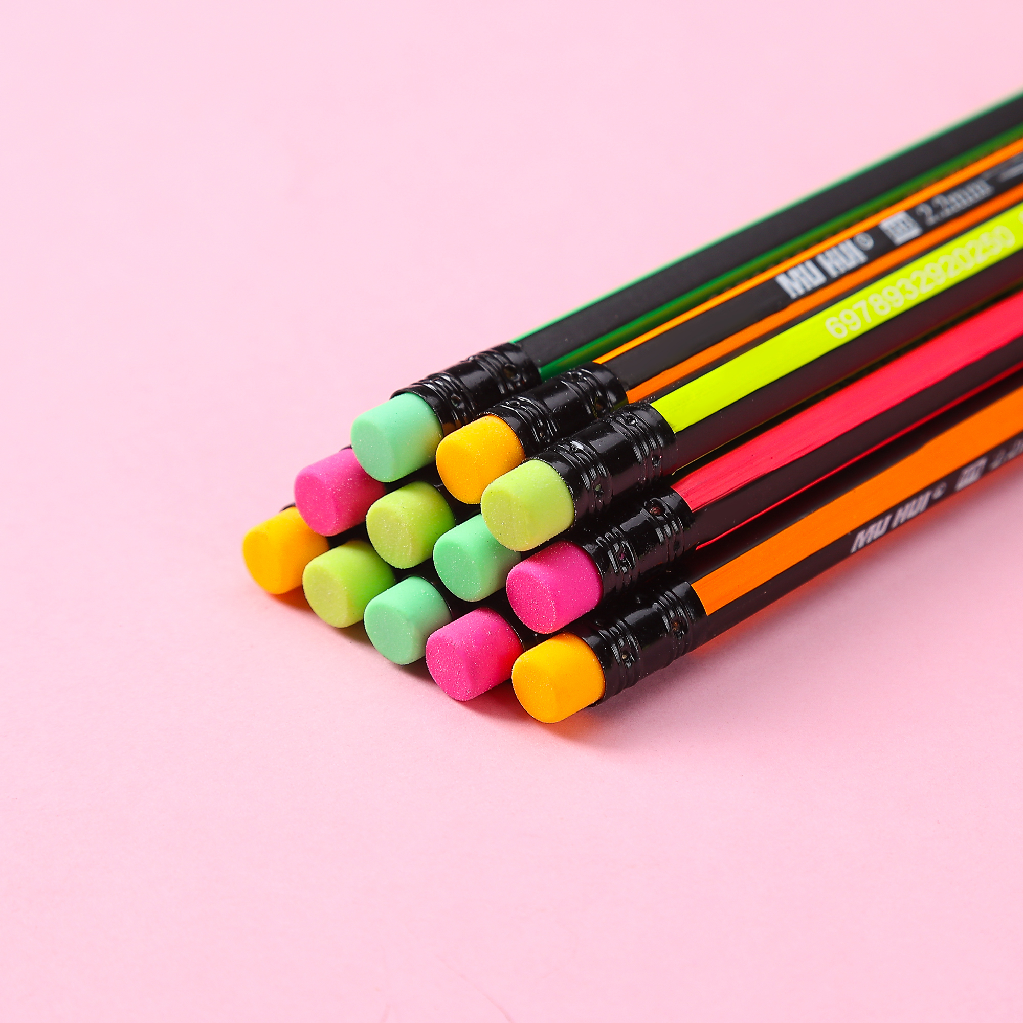 Muhui HB Hexagonal Rod Poplar Stripping Leather Head Pencil 12 Paper Boxes