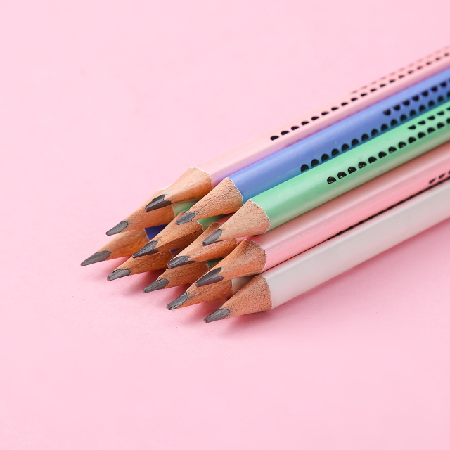 New Muhui 2B triangular pole softened wood pearl leather pencil with 12 pencils in a paper box