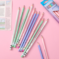 New Muhui 2B triangular pole softened wood pearl leather pencil with 12 pencils in a paper box