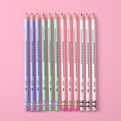 New Muhui 2B triangular pole softened wood pearl leather pencil with 12 pencils in a paper box