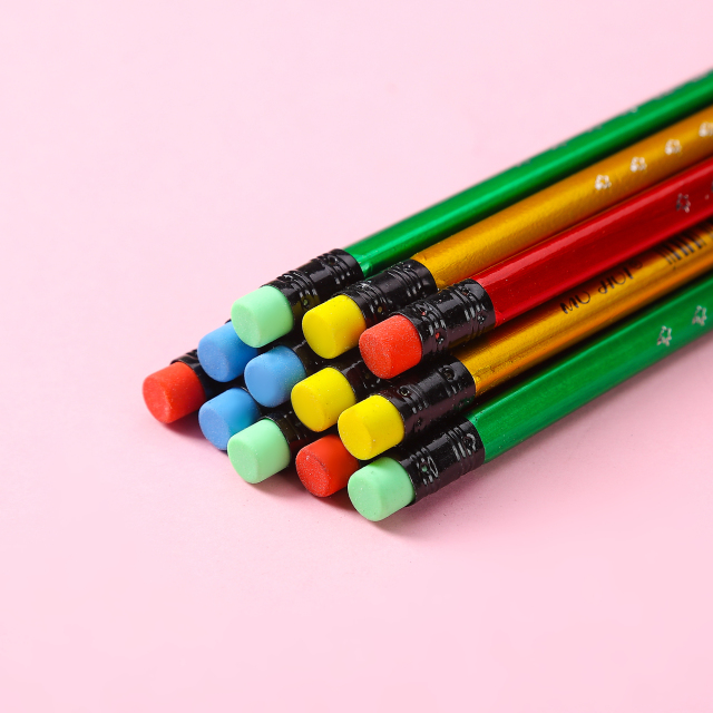 新款慕辉HB三角杆软木头铅笔12支装纸盒套装