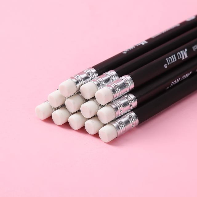 Muhui HB 三角杆杨木哑光黑头铅笔 12 个纸盒