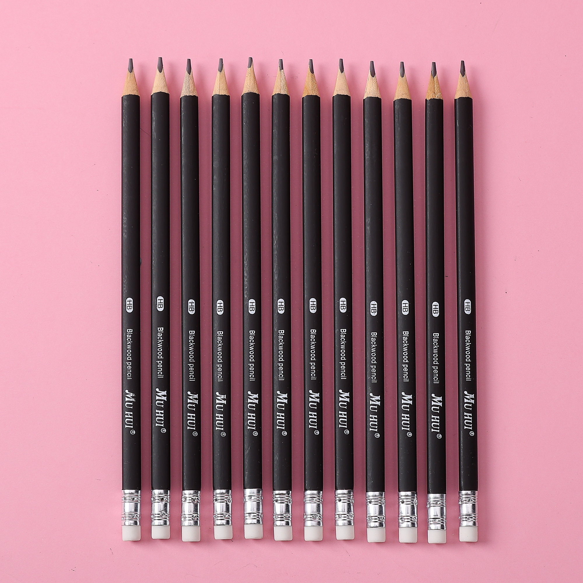 Lápiz Muhui HB Triangle Pole Poplar Matte Black Head, 12 cajas de papel