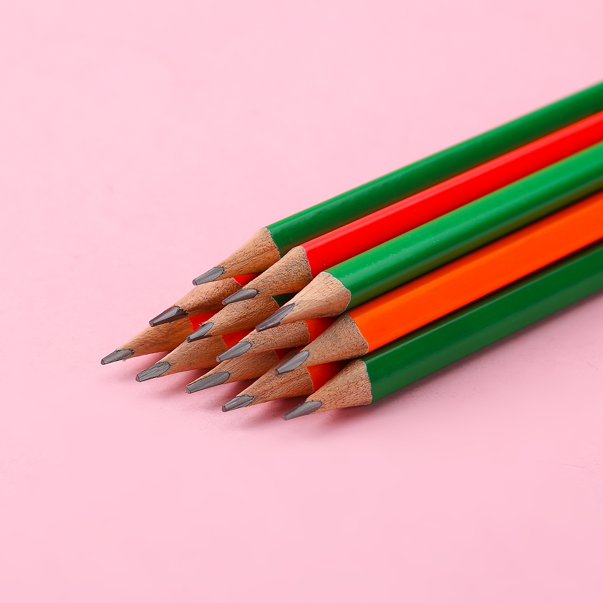 Muhui HB Triangle Pole Poplar Fluorescent Leather Head Pencil 12 Paper Boxes