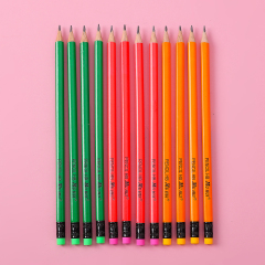 Muhui HB 三角杆杨木荧光皮头铅笔 12 个纸盒