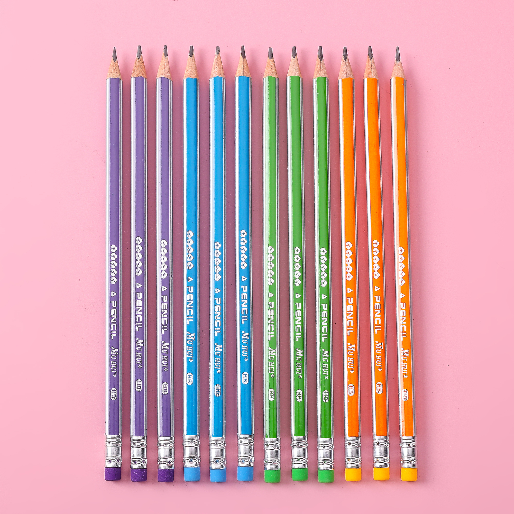 Muhui HB Triangle Rod Softened Wood Eraser Pencil 12-Pack Box with 2.2mm Lead Core