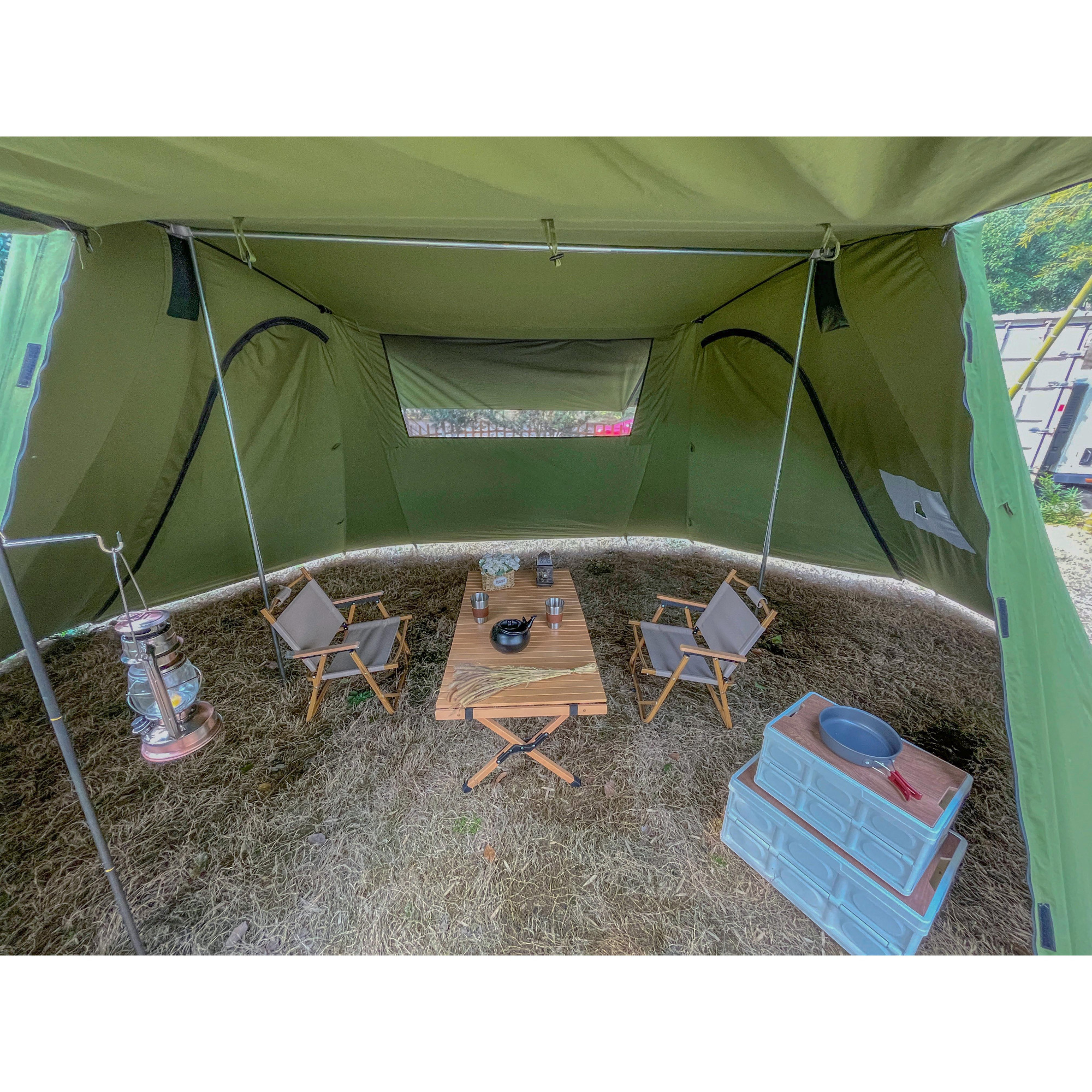 Family canvas camping ridge bar tent