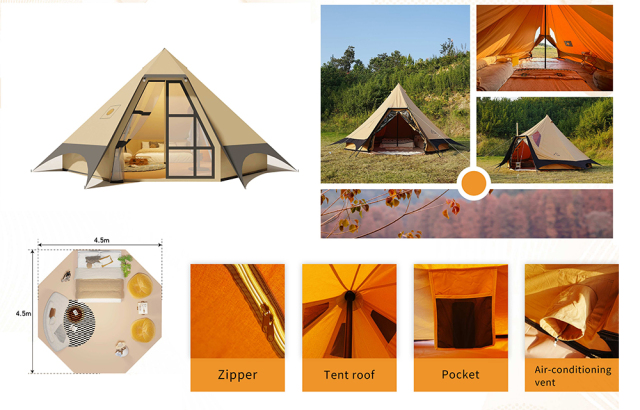 Premium Aguja Tent - Waterproof Cotton Canvas 15㎡ Commercial Solution