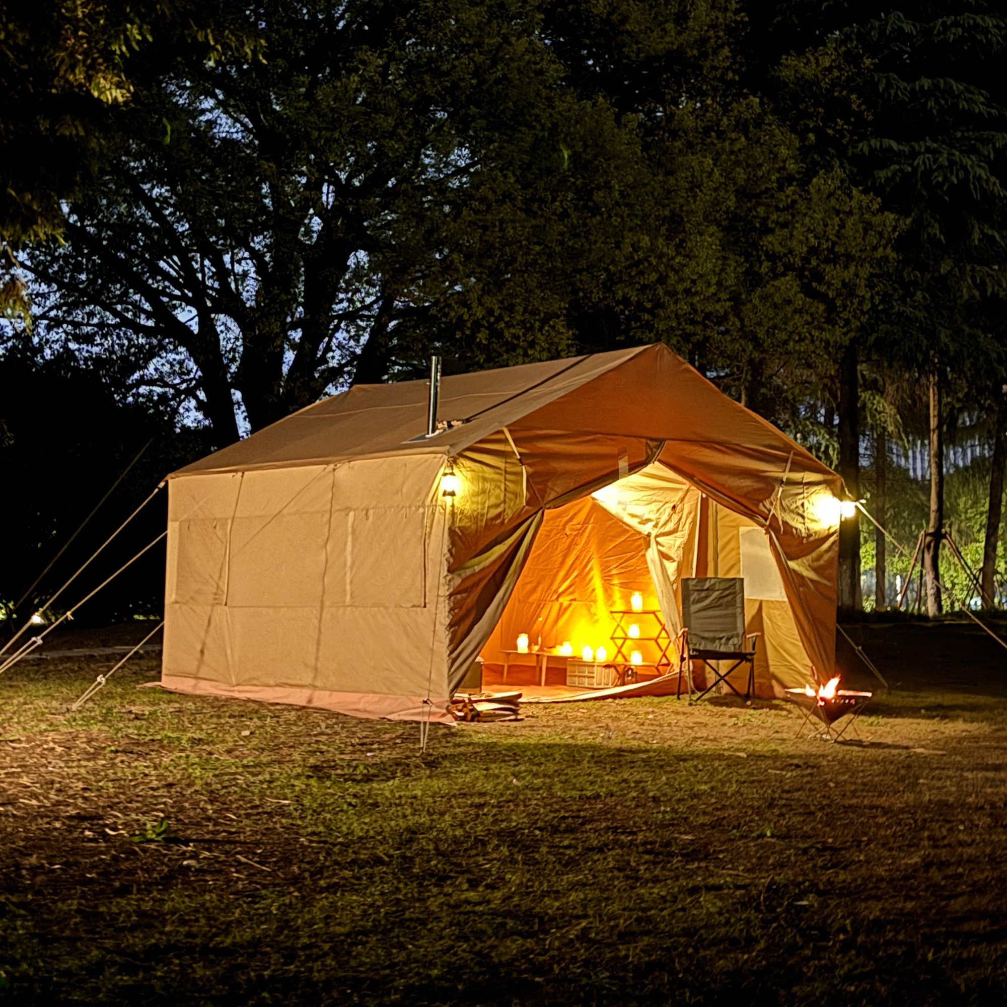 Professional 4-Season Hunting Tent | 900D Oxford & Cotton Canvas | CPAI-84 Flame Retardant Outfitter Tent