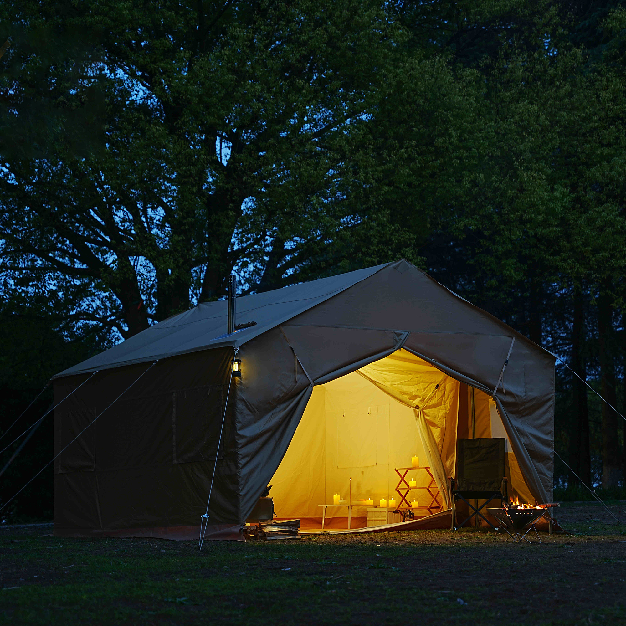 Professional 4-Season Hunting Tent | 900D Oxford & Cotton Canvas | CPAI-84 Flame Retardant Outfitter Tent