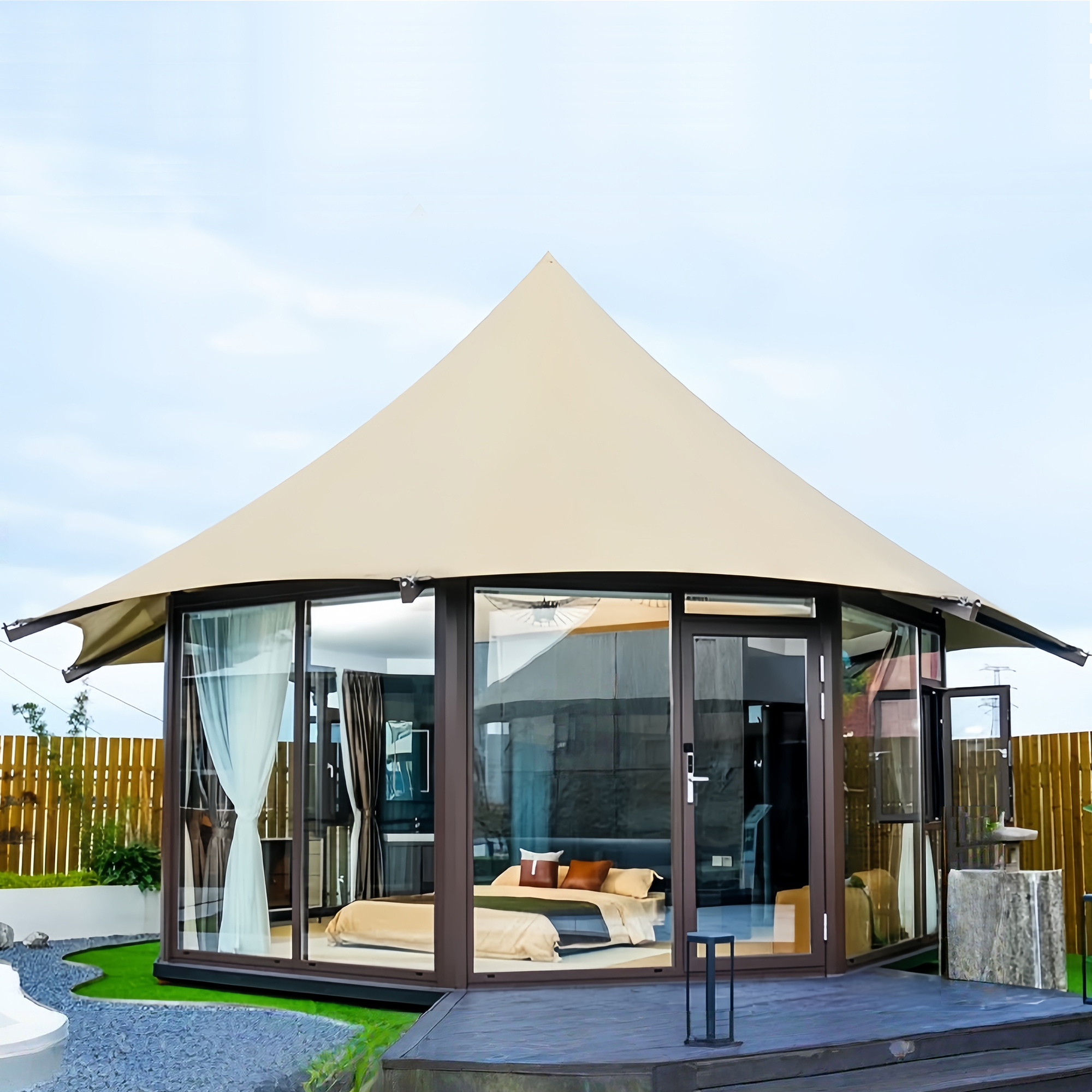 Luxury Cicada Hotel Tent | Elegant Bionic Glamping Pod with Streamlined Canopy