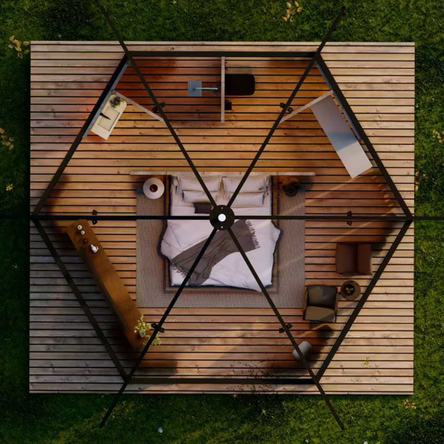 Luxury Cicada Hotel Tent | Elegant Bionic Glamping Pod with Streamlined Canopy