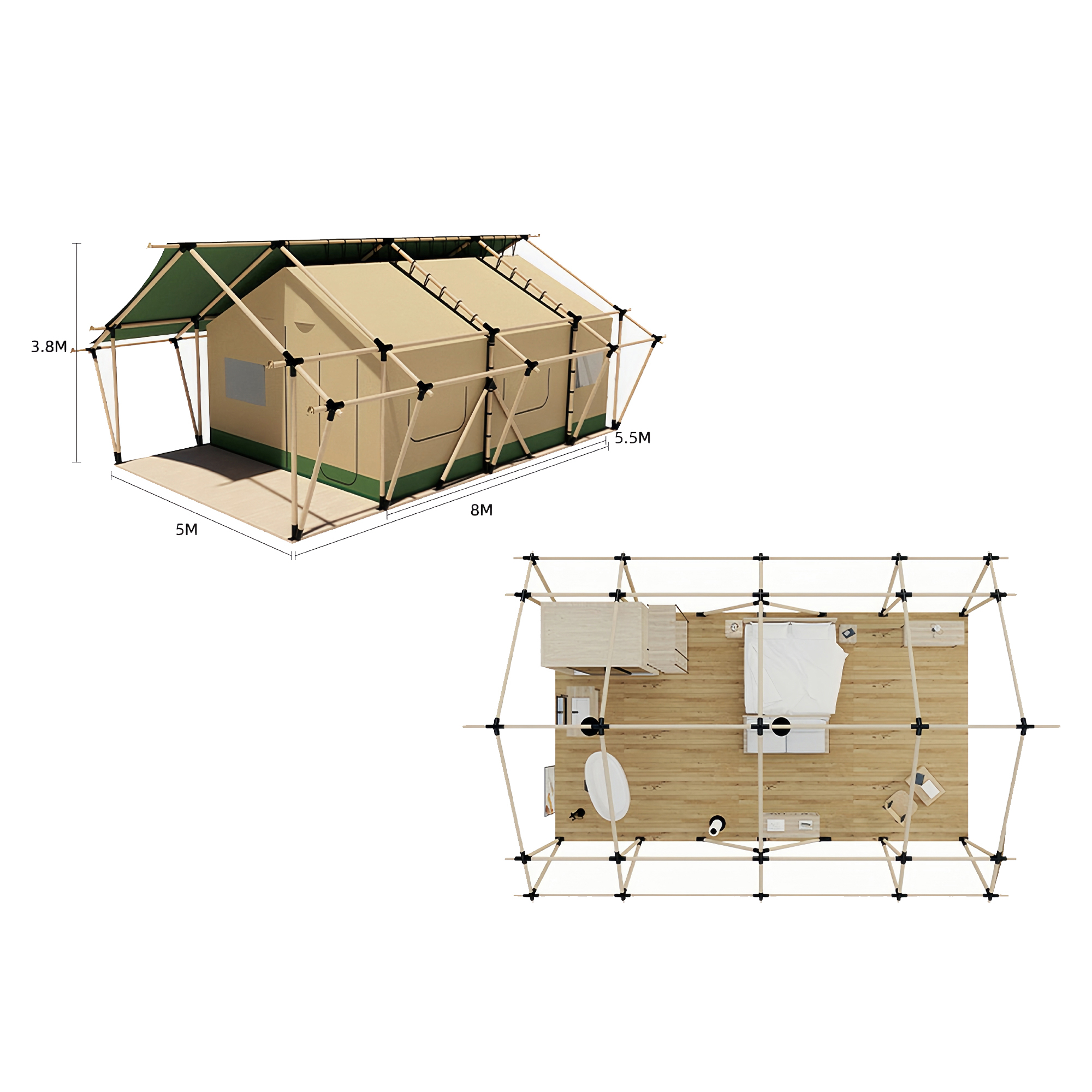 Luxury Savanna Hotel Tent | Safari-Style Glamping Lodge with Double-Layer Roof