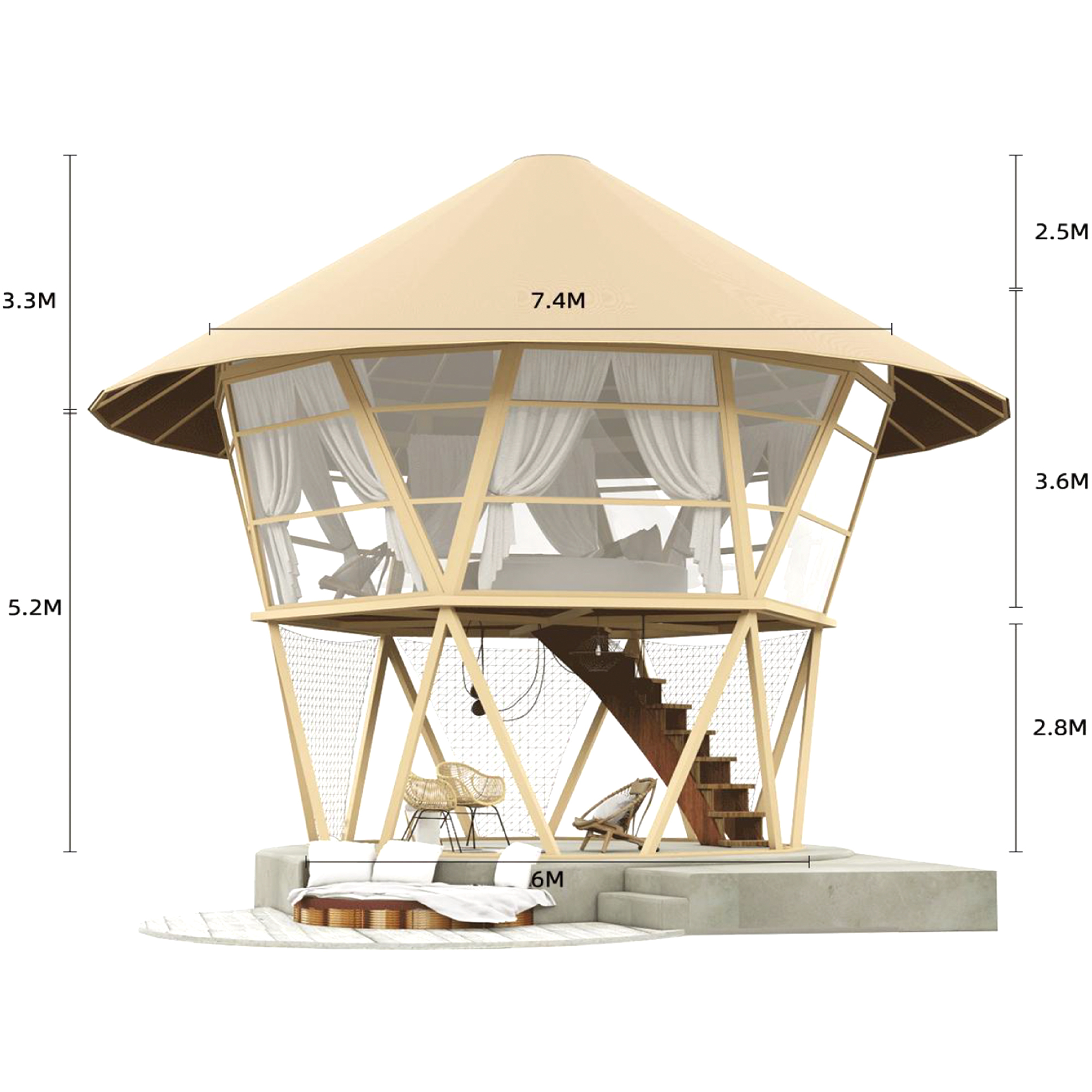 Luxury Beehive Hotel Tent | Geometric Glamping Pod with Modular Timber Frame