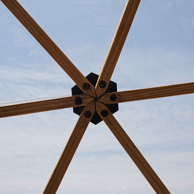 Wooden Frame Geodesic Dome Tent – 4m & 6m Options | 500gsm Flame-Retardant Canvas + Polyester Shell | B2B by glam-camp