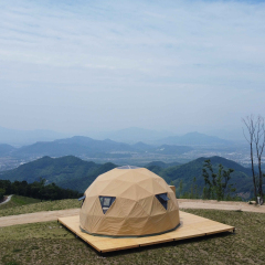 Wooden Frame Geodesic Dome Tent – 4m & 6m Options | 500gsm Flame-Retardant Canvas + Polyester Shell | B2B by glam-camp