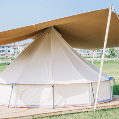 Heavy-Duty Safari Tent with Stretch Awning - NFPA-701 Fireproof - Pine Wood Frame for Glamping Resorts
