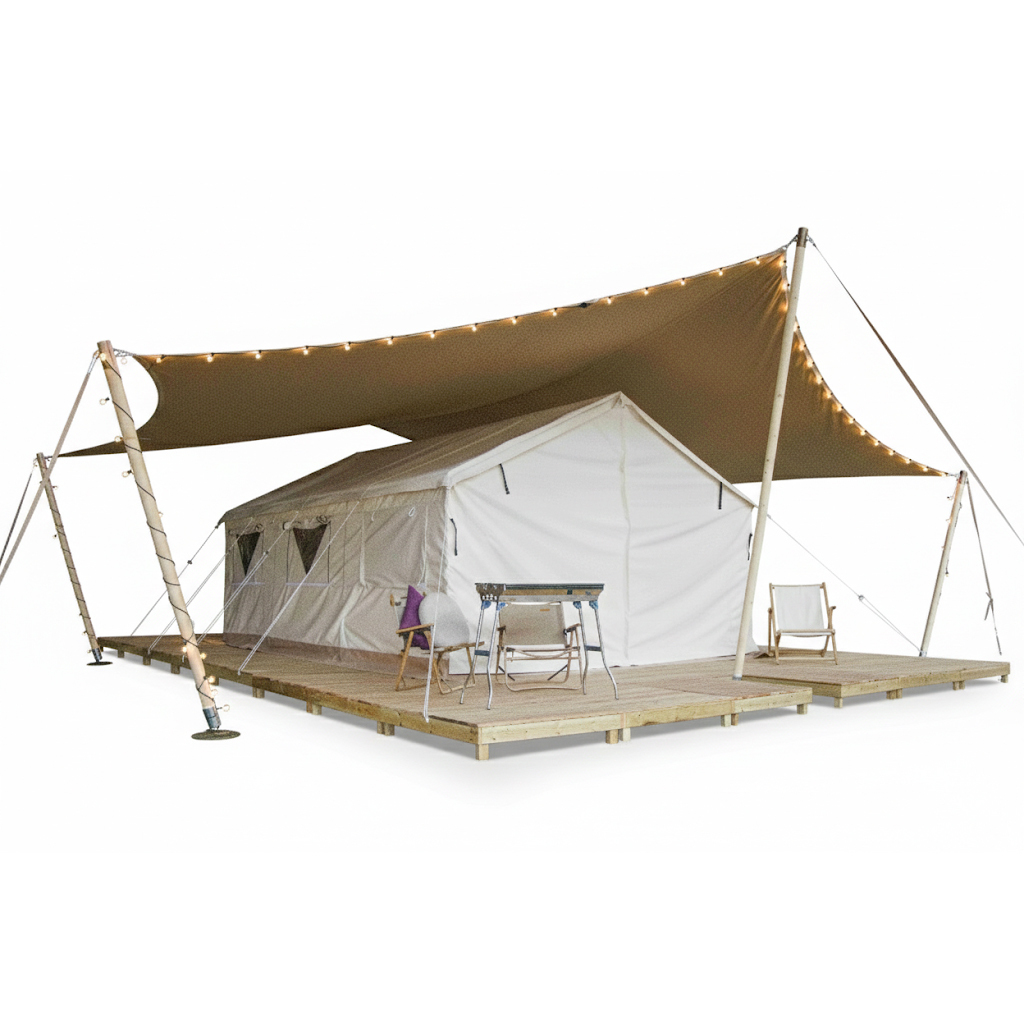Steel Frame Safari Wall Tent | 900D Fire Retardant Glamping Lodge