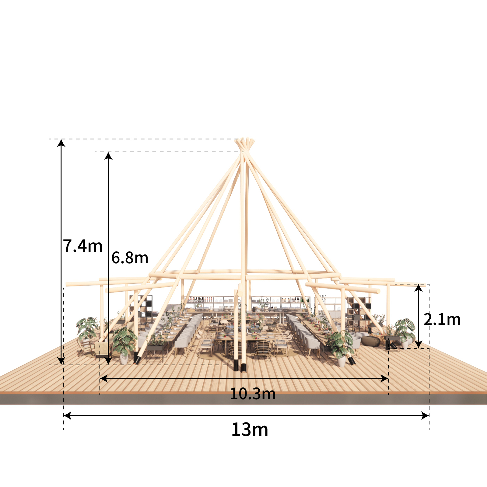 Straw Hat Tents | 1680D Commercial Tipi for Weddings & Large Events