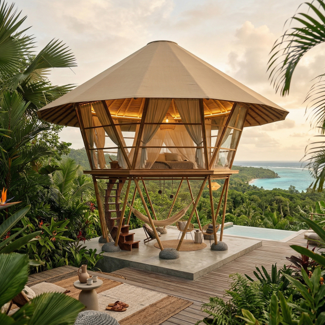 Luxury Beehive Hotel Tent | Geometric Glamping Pod with Modular Timber Frame