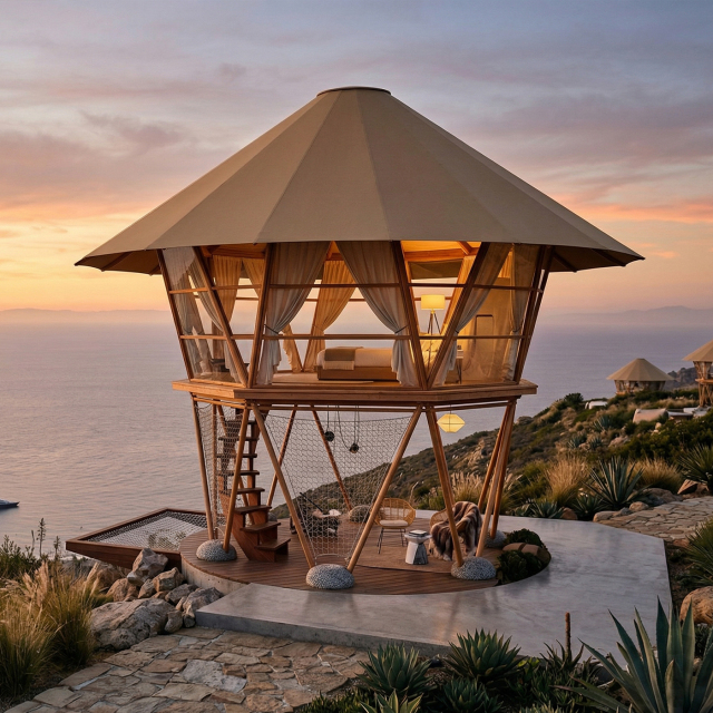 Luxury Beehive Hotel Tent | Geometric Glamping Pod with Modular Timber Frame