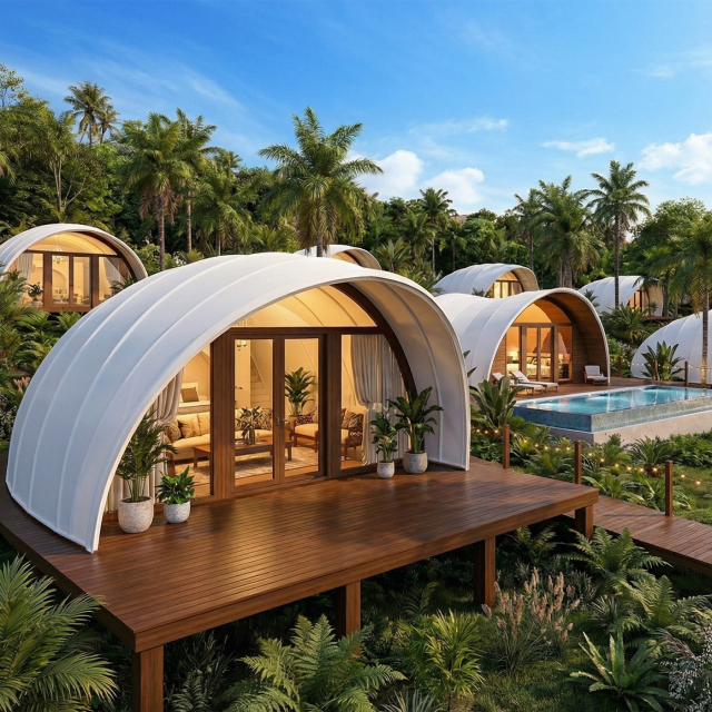Luxury Shell Hotel Tent | Bionic Design Glamping Lodge with Reinforced Steel Frame