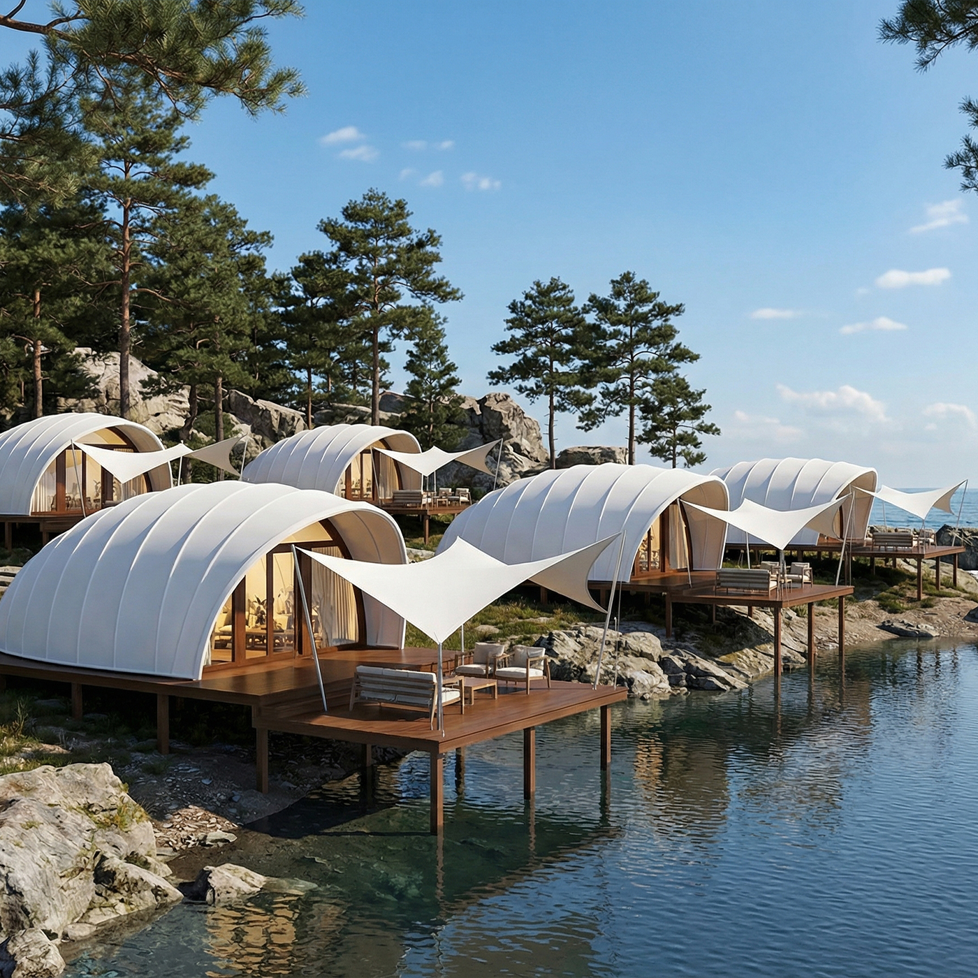 Luxury Shell Hotel Tent | Bionic Design Glamping Lodge with Reinforced Steel Frame