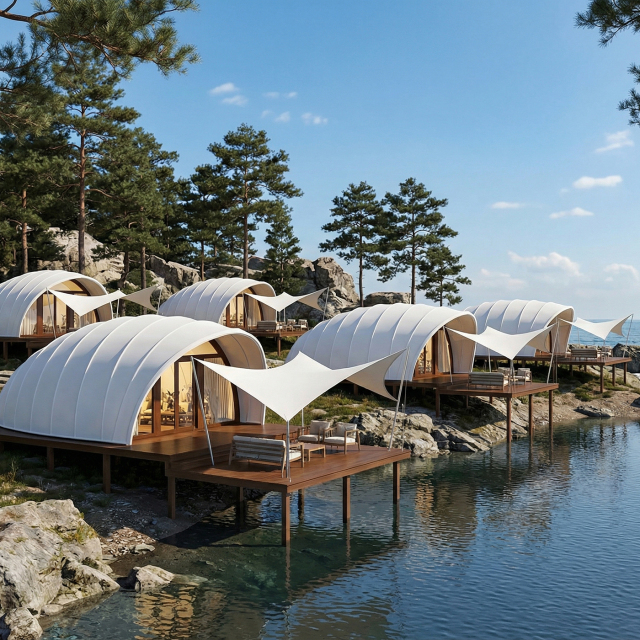 Luxury Shell Hotel Tent | Bionic Design Glamping Lodge with Reinforced Steel Frame