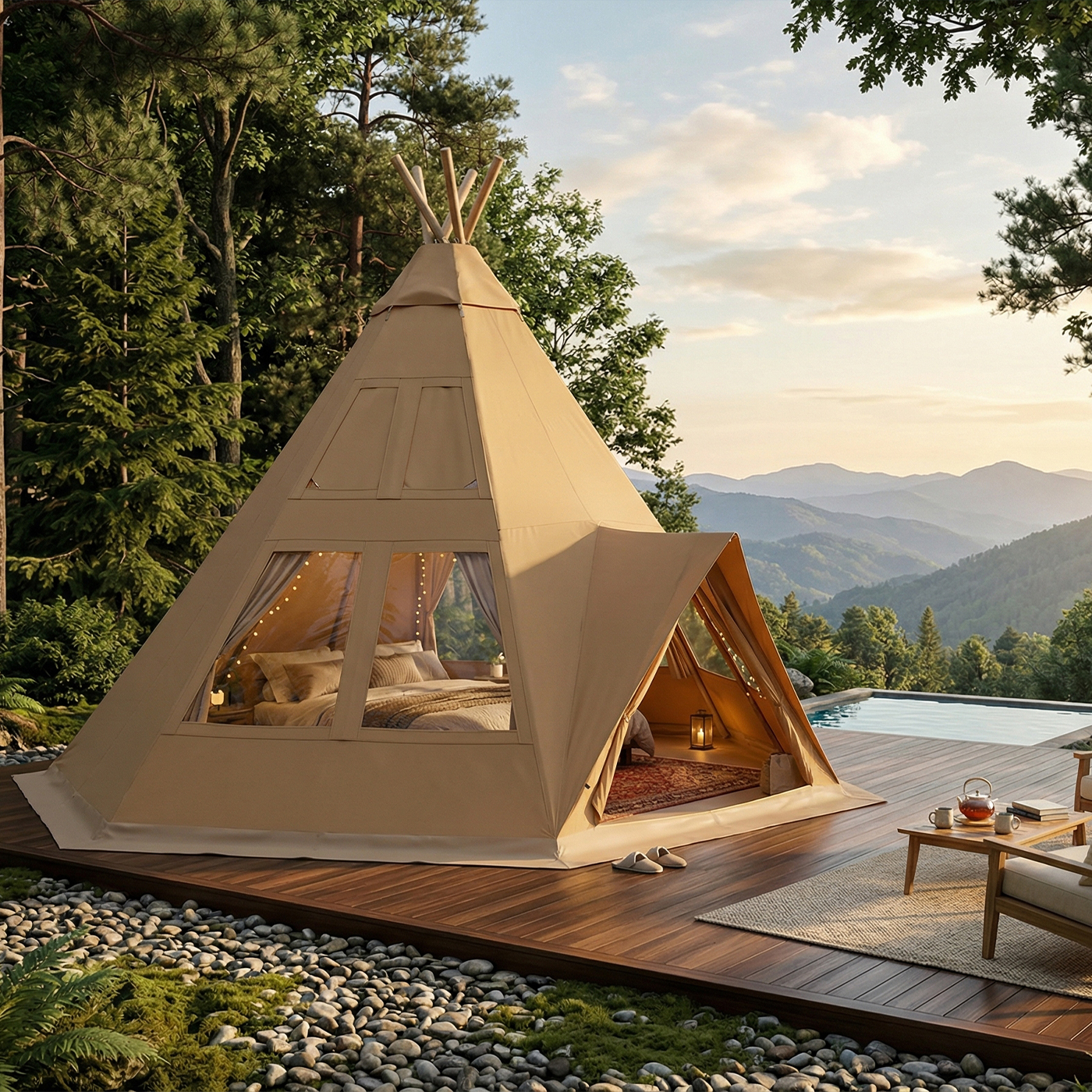 Luxury Tipi Hotel Tent | Iconic Timber-Frame Glamping Lodge for Resorts & Events