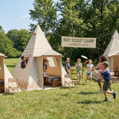 Heavy-Duty Boy Scout Tent - 360g Waterproof Poly-Cotton Canvas for School Camps & Outdoor Adventure