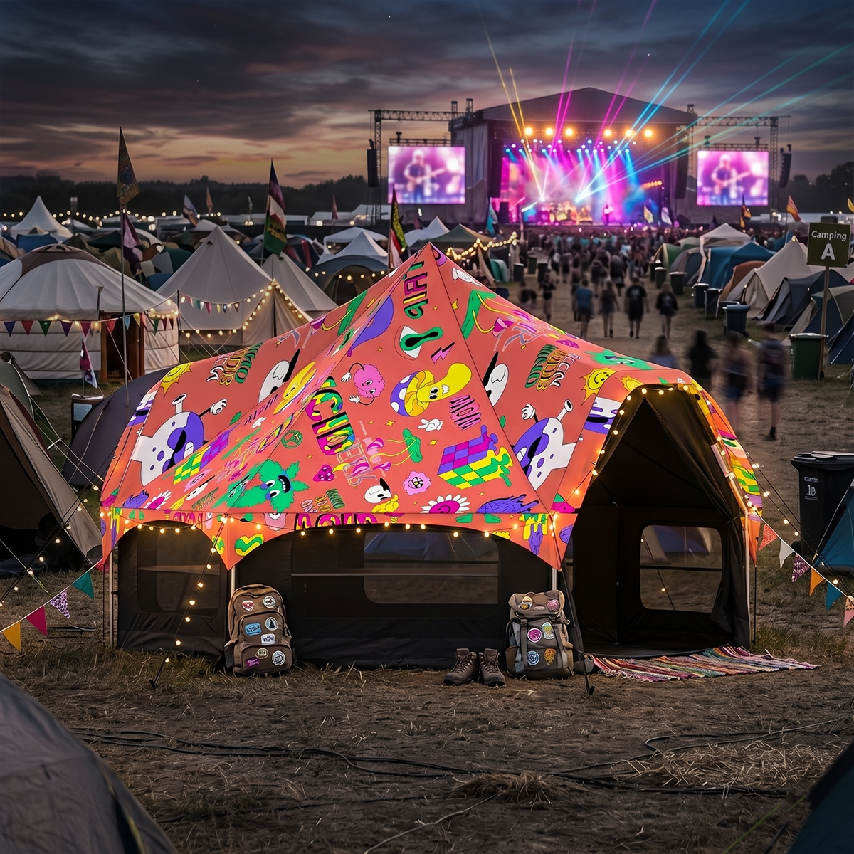 Commercial-Grade Halo Bell Tent - Waterproof Canvas for European Music Festivals & Event Glamping