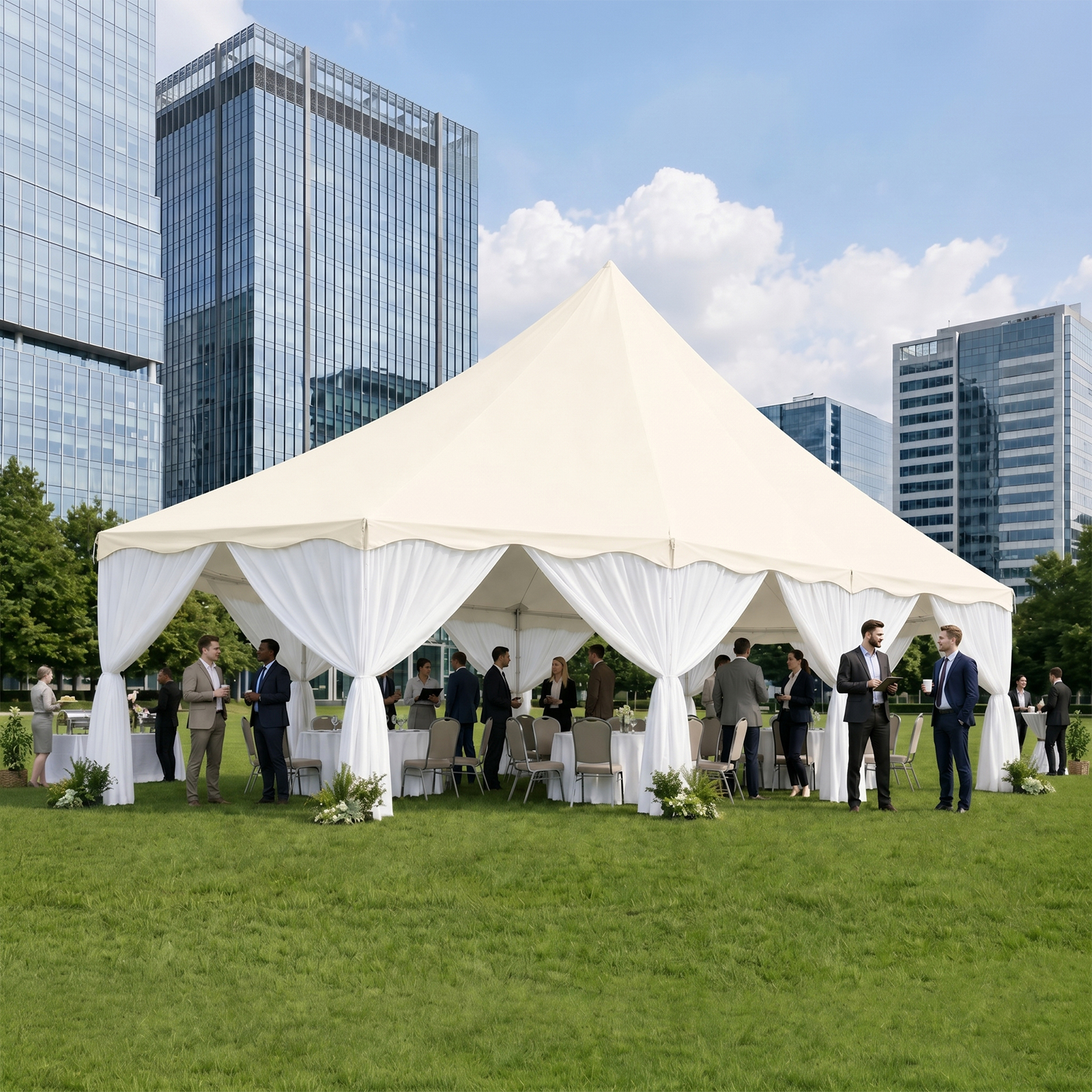 Party Awning Tent – 5.4×5.4m Poly-Cotton Event Canopy for Weddings, Glamping & Outdoor Events