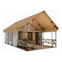 Pasture Land Duplex Tent | Two-Story Wooden Frame Glamping Lodge with 850GSM PVDF Weatherproof Canopy & Private Balcony