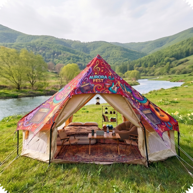Commercial-Grade Halo Bell Tent - Waterproof Canvas for European Music Festivals & Event Glamping