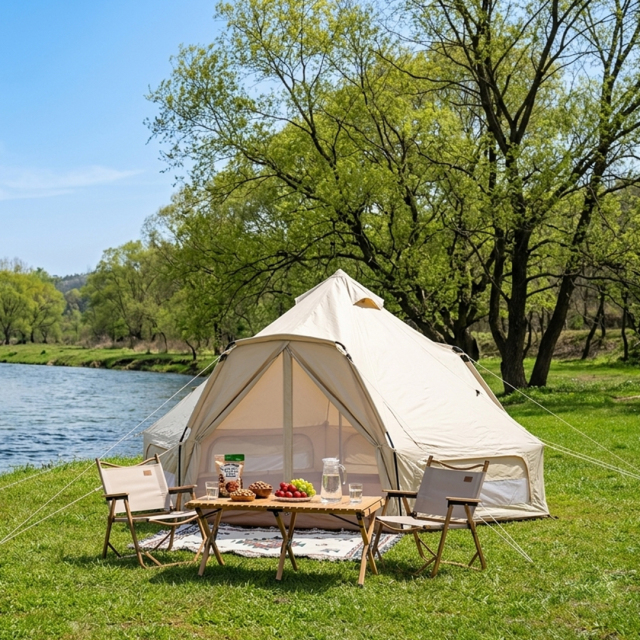 Commercial-Grade Halo Bell Tent - Waterproof Canvas for European Music Festivals & Event Glamping