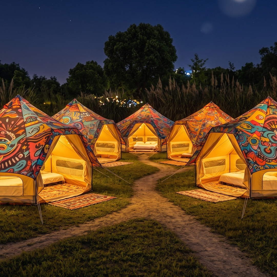 Commercial-Grade Halo Bell Tent - Waterproof Canvas for European Music Festivals & Event Glamping