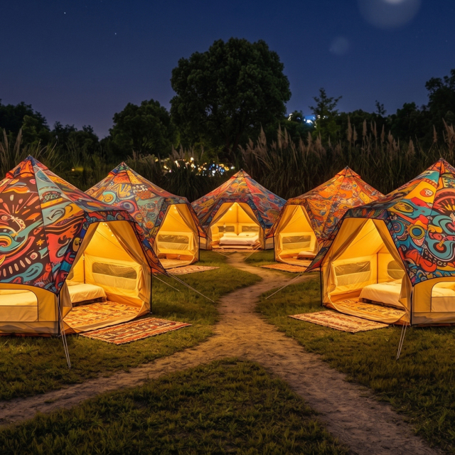 Commercial-Grade Halo Bell Tent - Waterproof Canvas for European Music Festivals & Event Glamping
