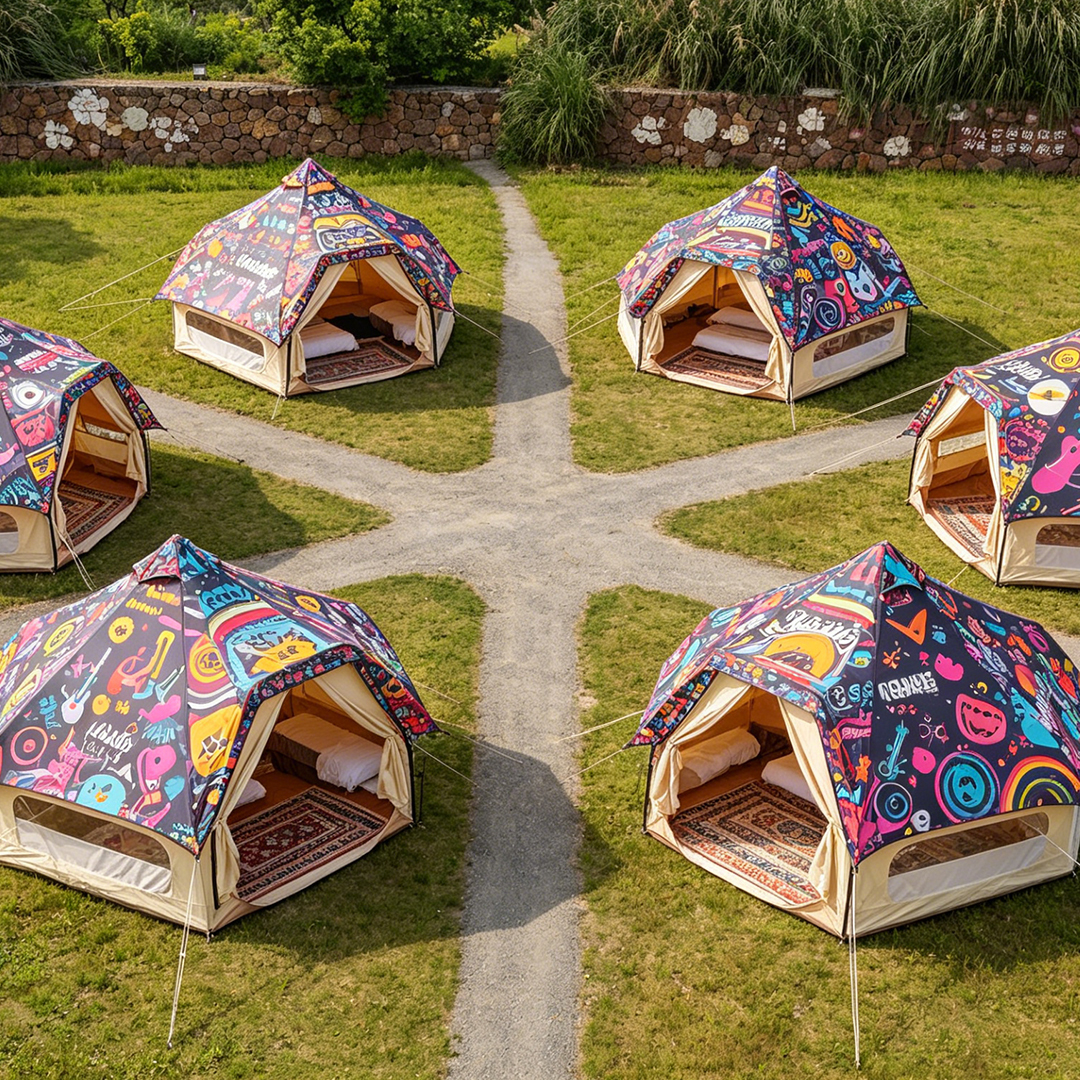 Commercial-Grade Halo Bell Tent - Waterproof Canvas for European Music Festivals & Event Glamping
