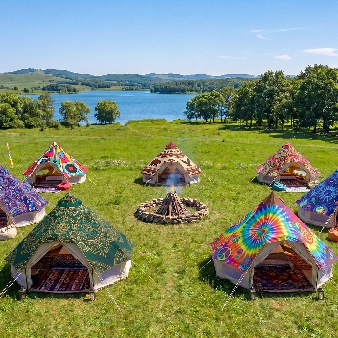 Commercial-Grade Halo Bell Tent - Waterproof Canvas for European Music Festivals & Event Glamping