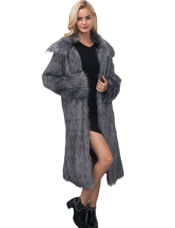 New winter women's clothing - oversized fur coat in long length slim fit thick and warm outerwear